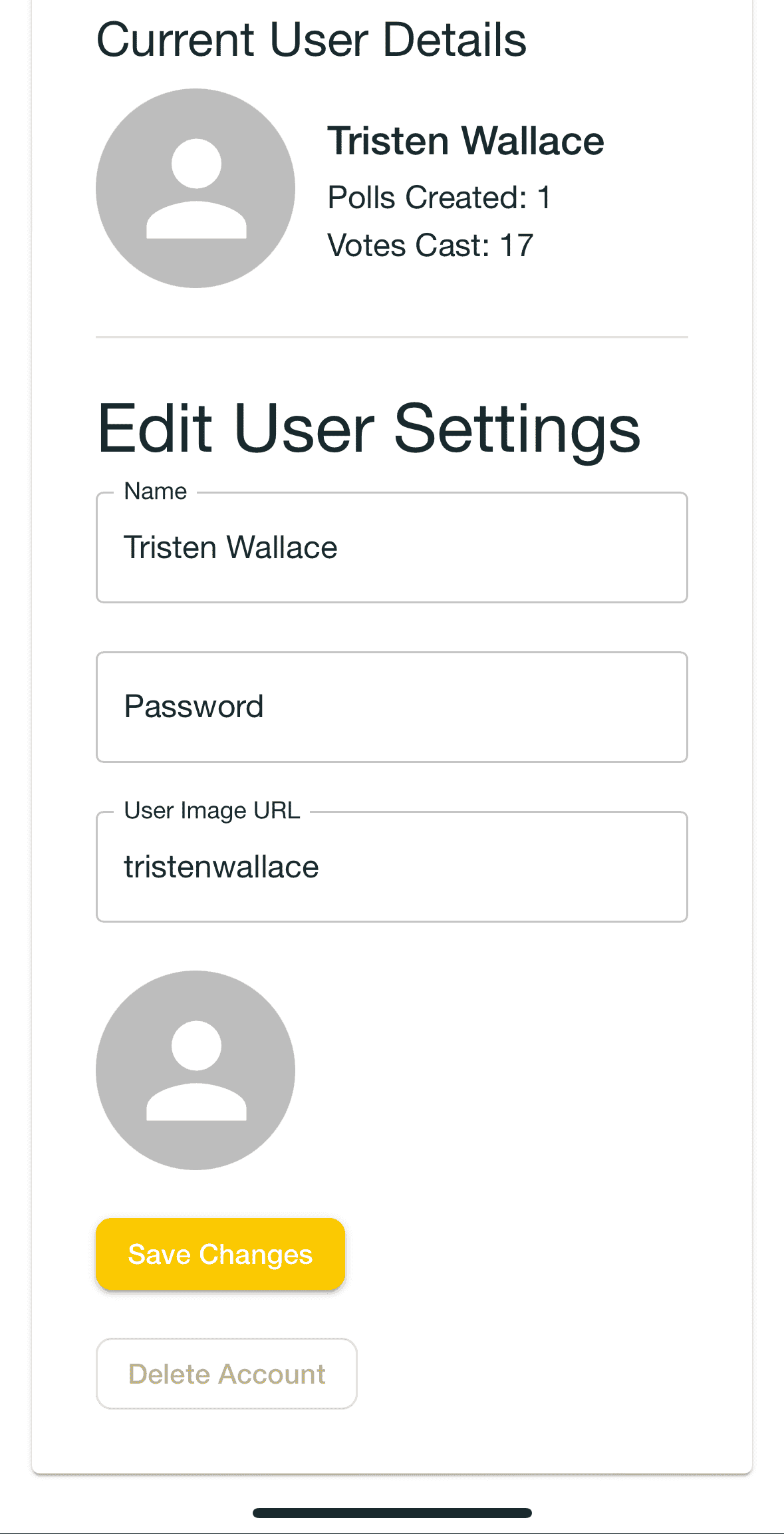 Update User Settings