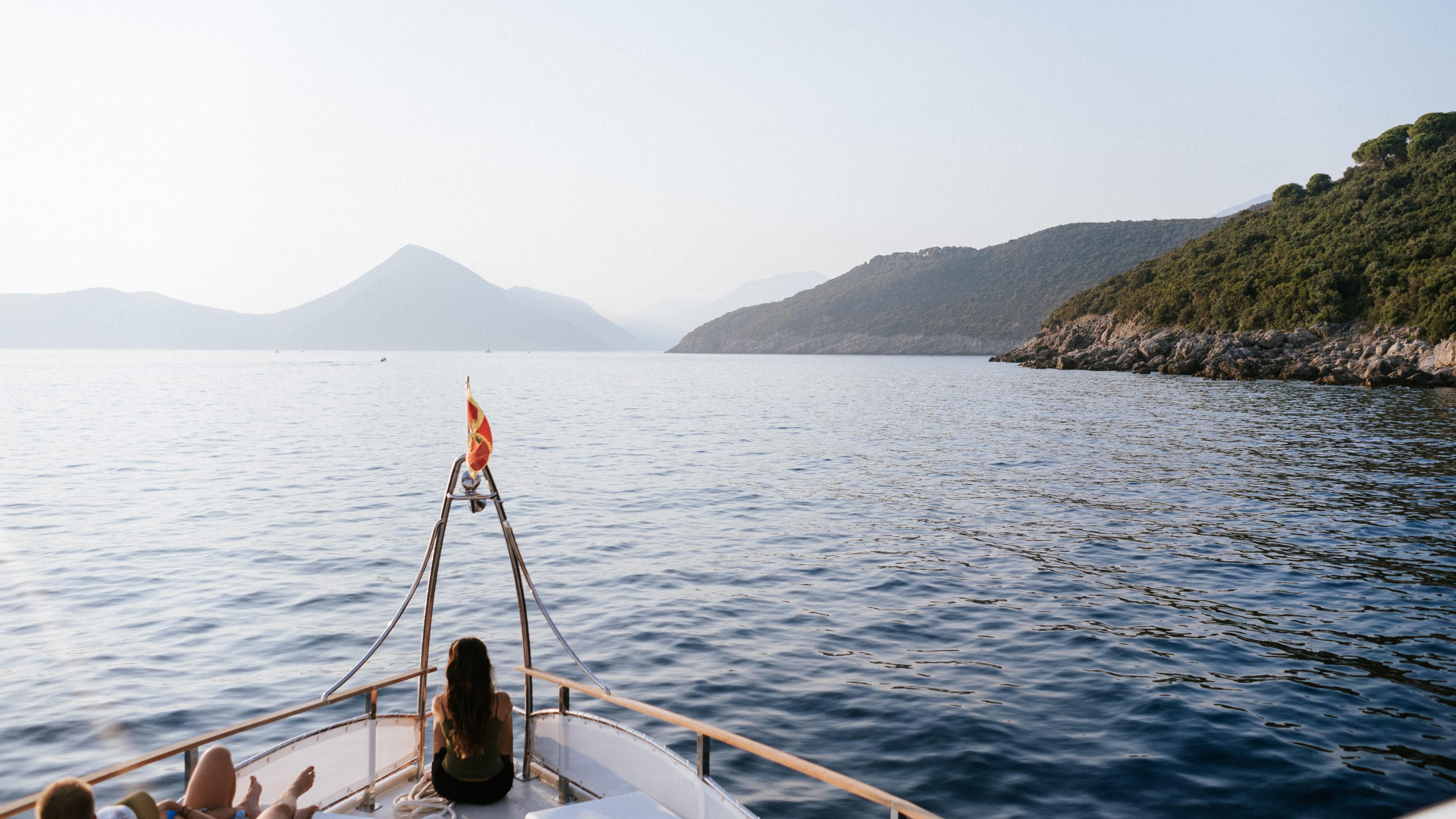 Person sitting bow boat