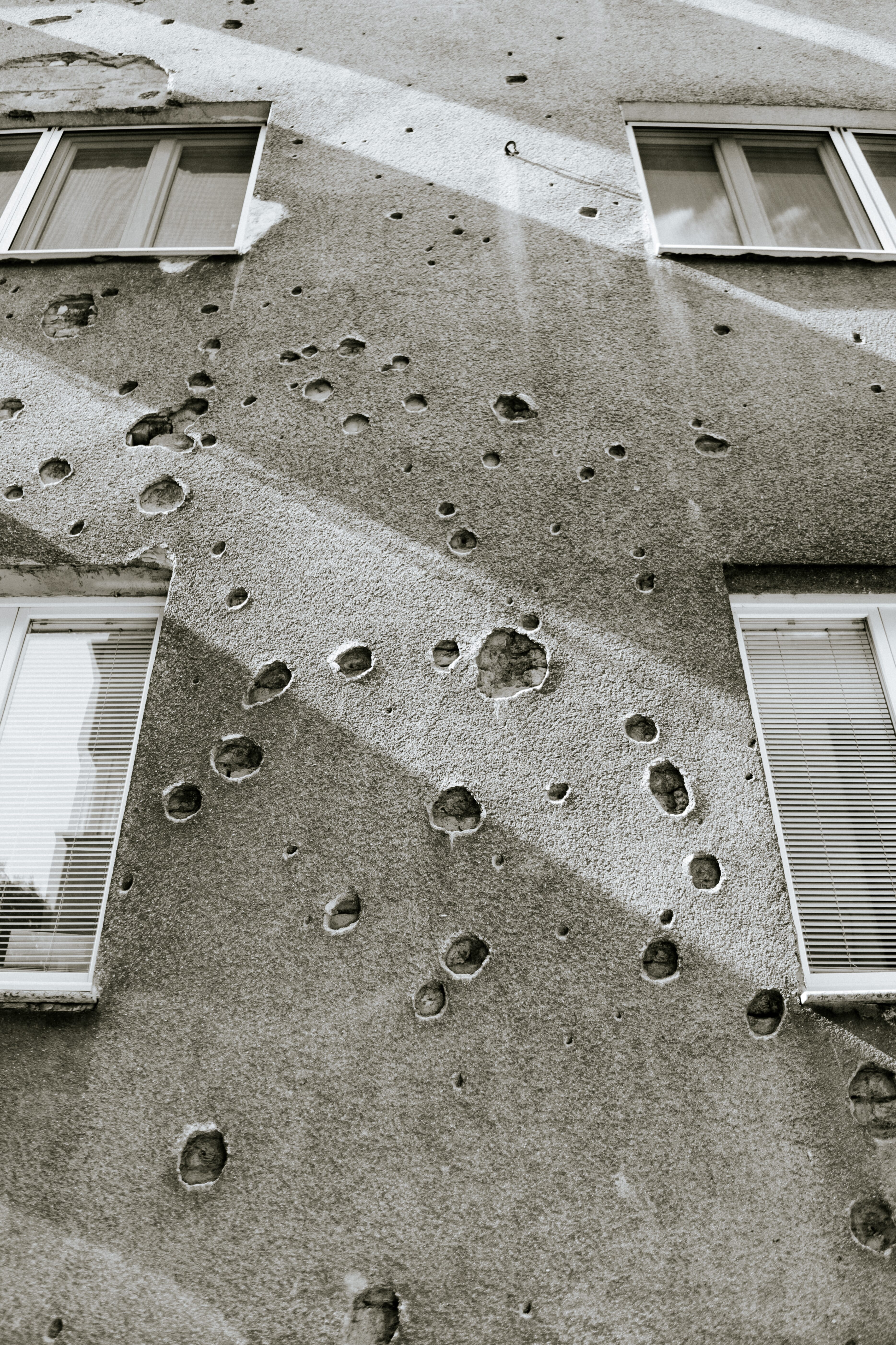 Building architecture shrapnel scars