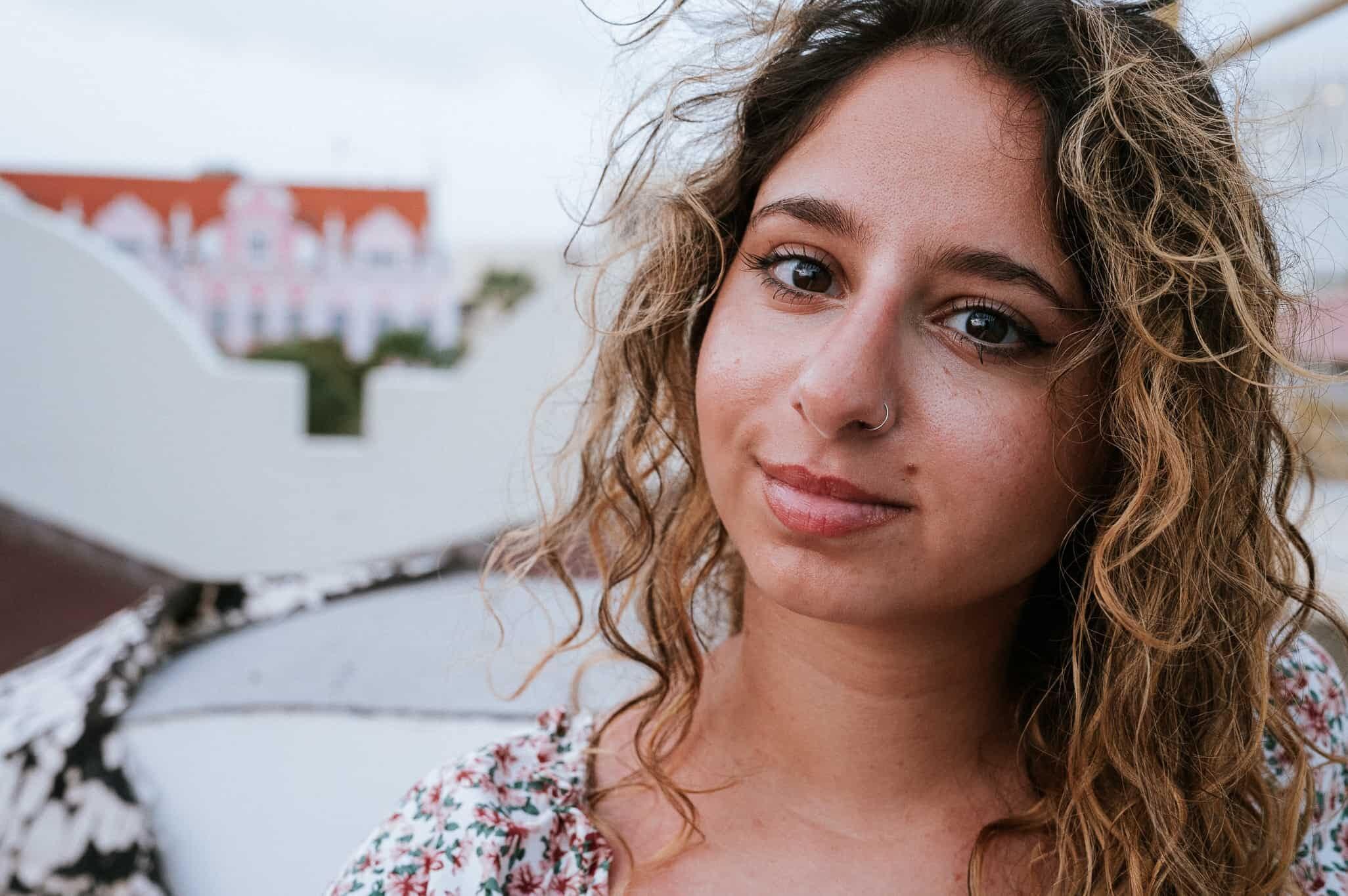 Curly haired woman Aruba