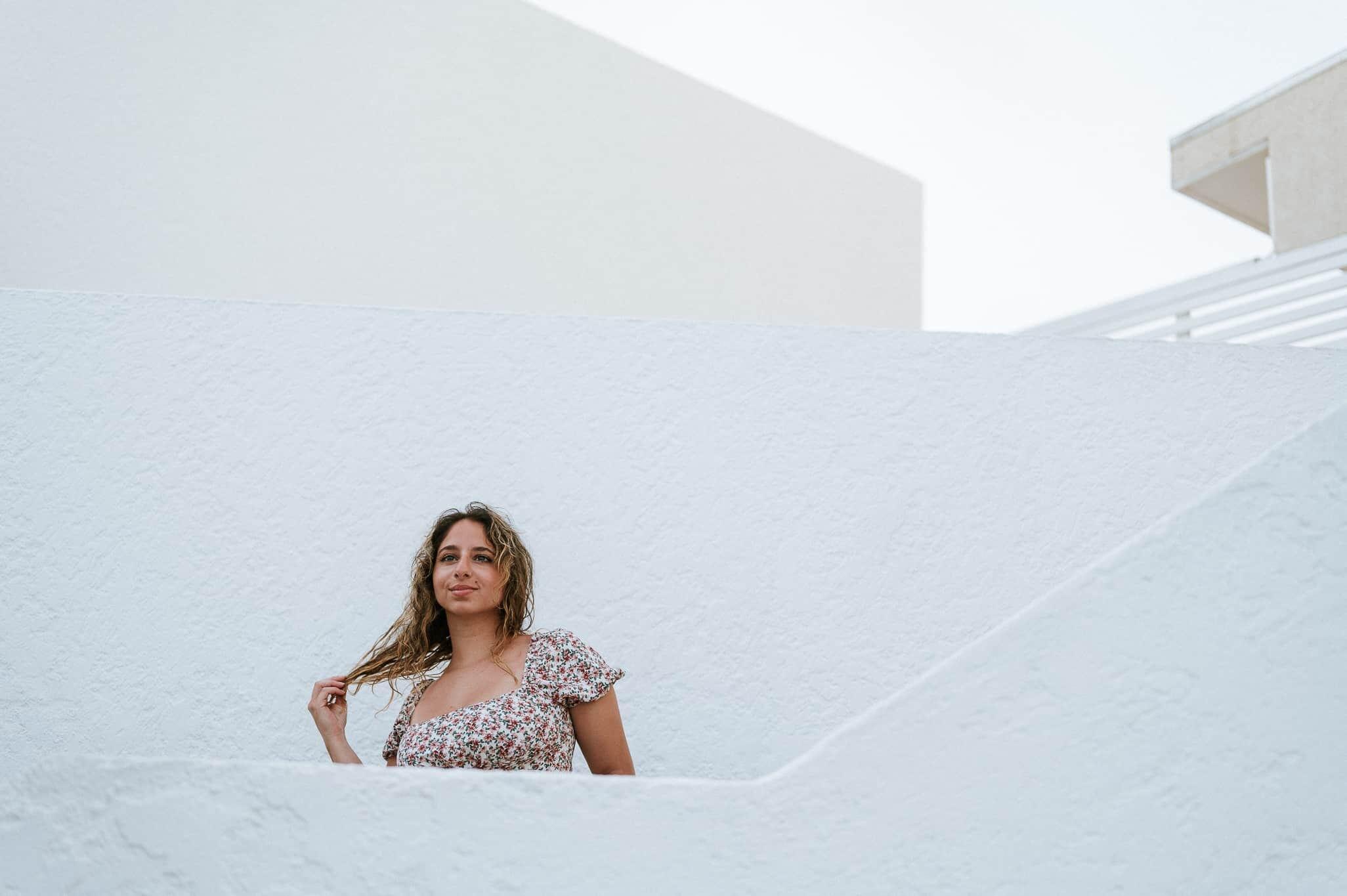 Woman floral dress Aruba beach