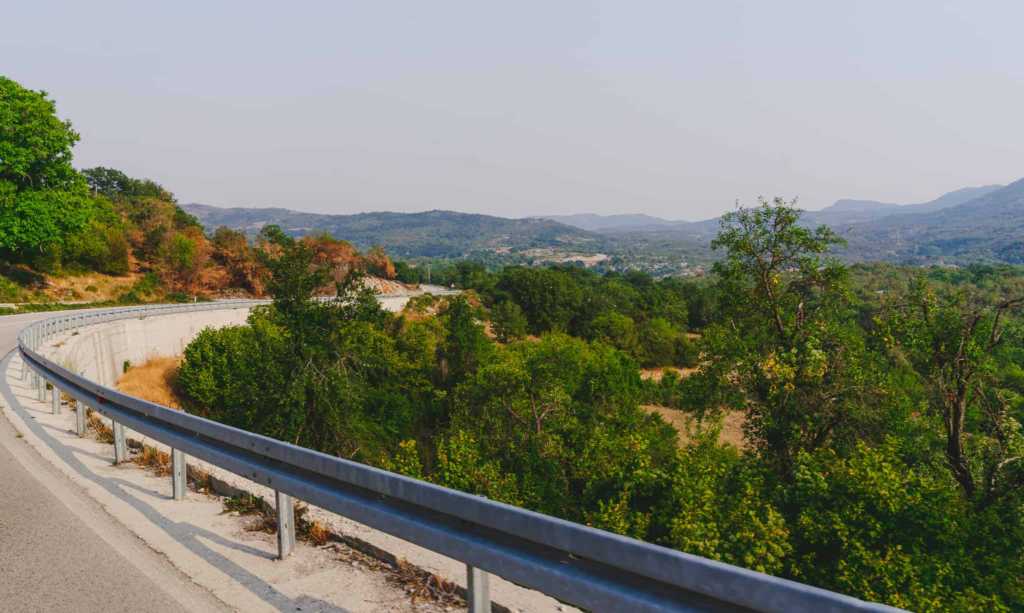 Driving through the winding roads of Montenegro hillside